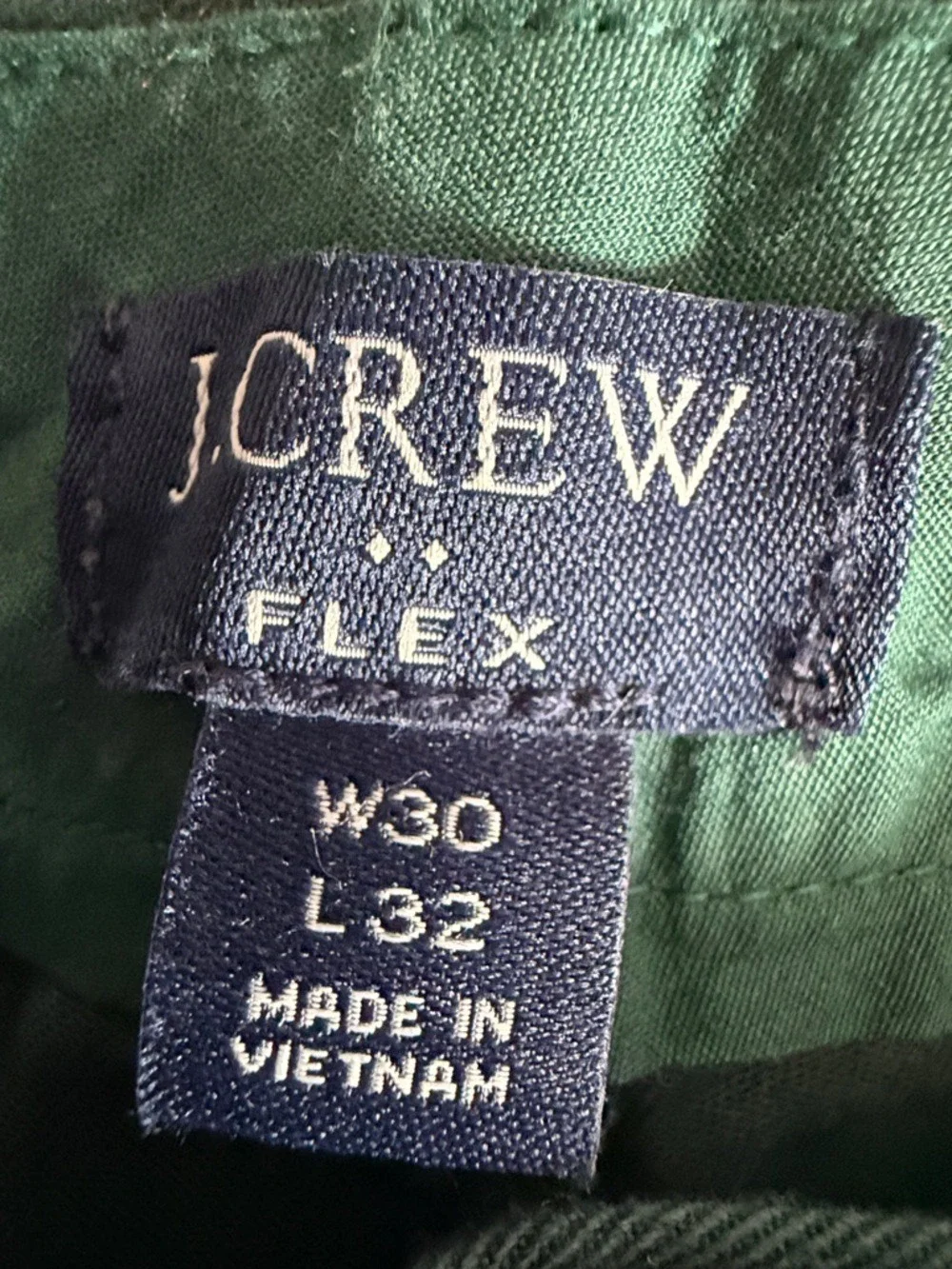 JCrew Flex Slim Straight Chino Pants Dark Green Stretch Cotton 30x32